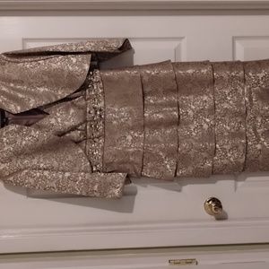 Beautiful 2-piece cocktail dress, taupe, R&M Richard brand, size 14